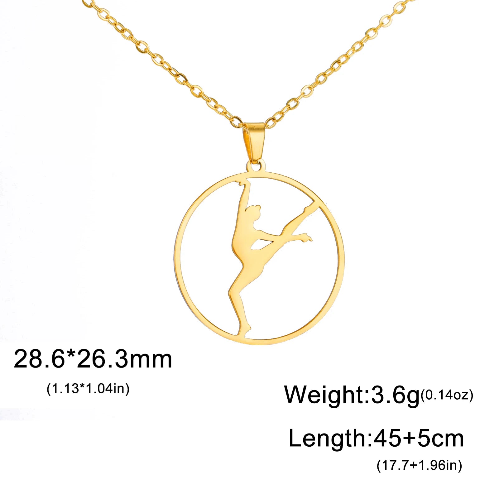 Dreamtimes Gymnastics Necklace Stainless Steel Sports Dance Artistic Gymnastics Skating Athlete Jewelry Pendant Women's Gift