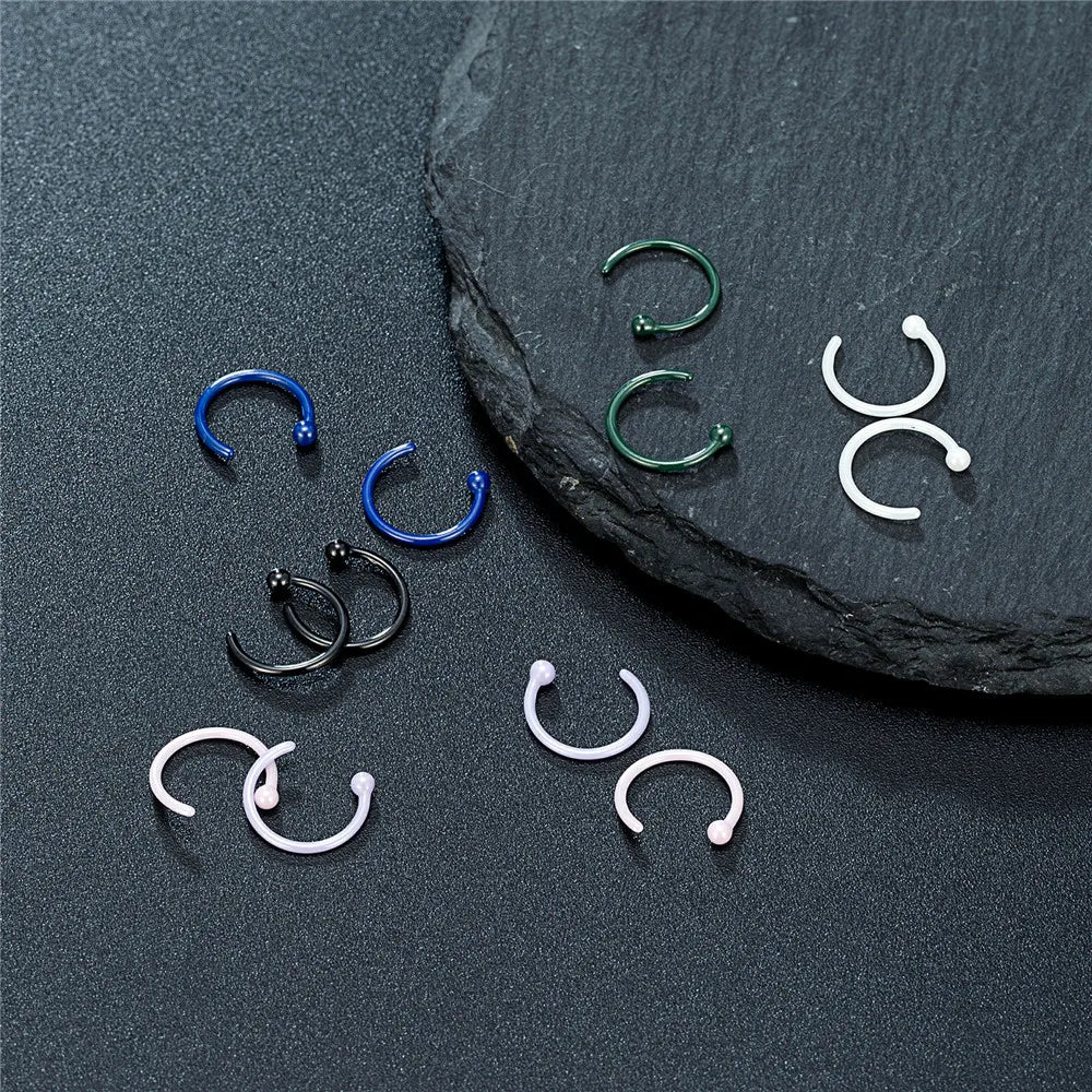 MKENDN 8 mm hypoallergene biokeramische Creolen für heilende Piercings, medizinische Ohrstecker, antiallergischer Ohrschmuck