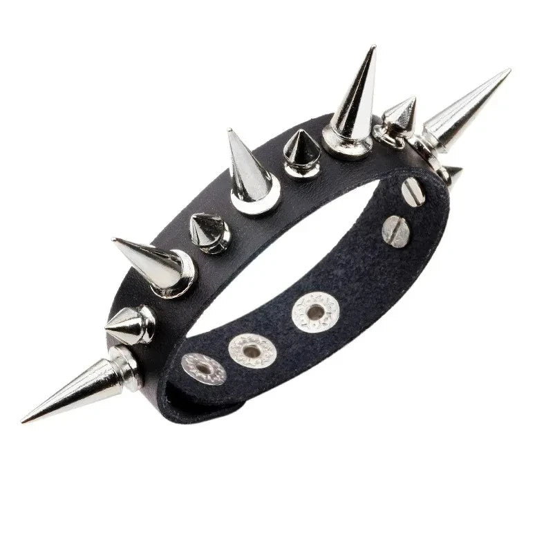 Vintage Leather Bracelets Punk Row Cuspidal Spikes Rivet Stud Wide Cuff PU Leather Punk Gothic Rock Unisex goth accessories
