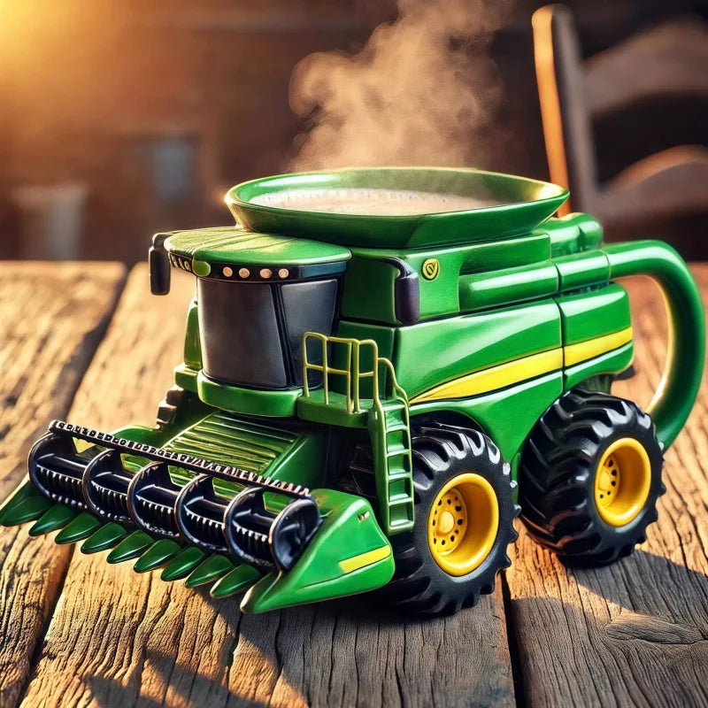Vintage Green Tractor Farm Equipment Themed Mugs Retro Agriculture Design Coffee Mug for Farmers And Agriculture Lovers