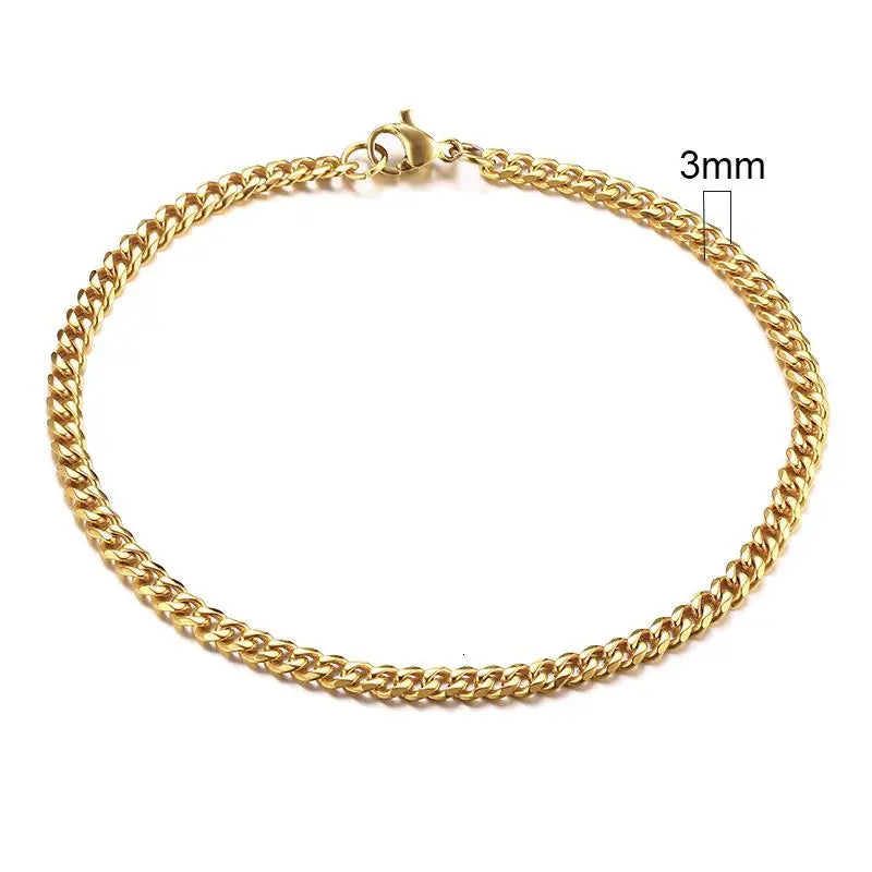 3/5/7/11mm Stainless Steel Figaro Chain Bracelet Bangle for Men Women Hiphop Trendy Wrist DIY Bracelet Jewelry