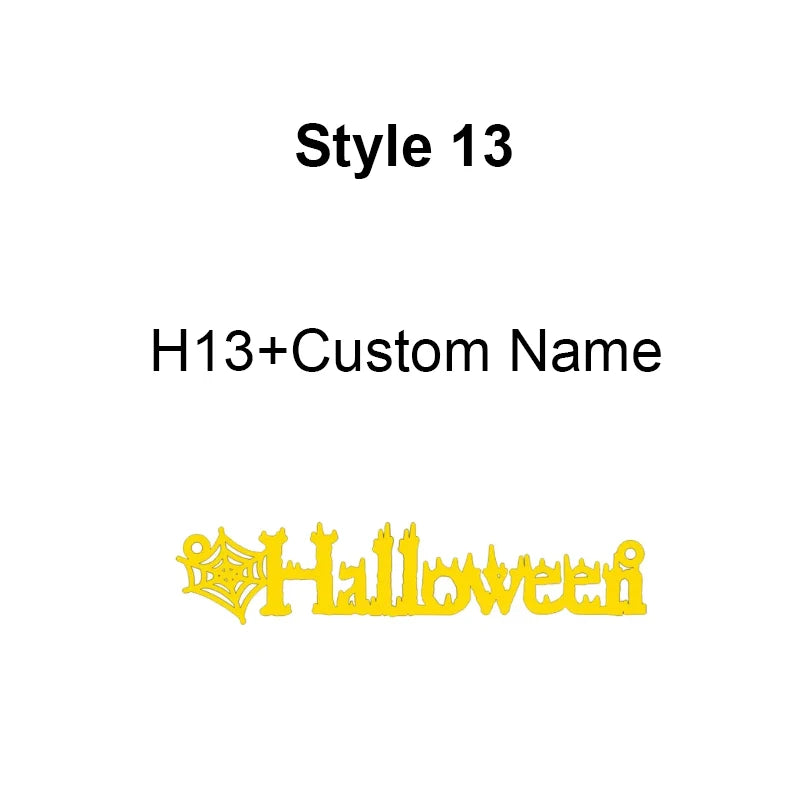 Collier personnalisé avec nom d'Halloween Nextvance en acier inoxydable, pendentif personnalisé avec araignée, chauve-souris, citrouille, balai, festival, bijoux cadeaux