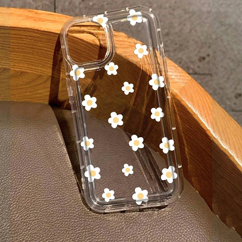 For iPhone 17 16 15 14 Plus 16E 13 12 Pro Max 7 8 Plus 17 Air Case Summer Floral Flowers Honey Bee Print Clear Phone Cases Cover