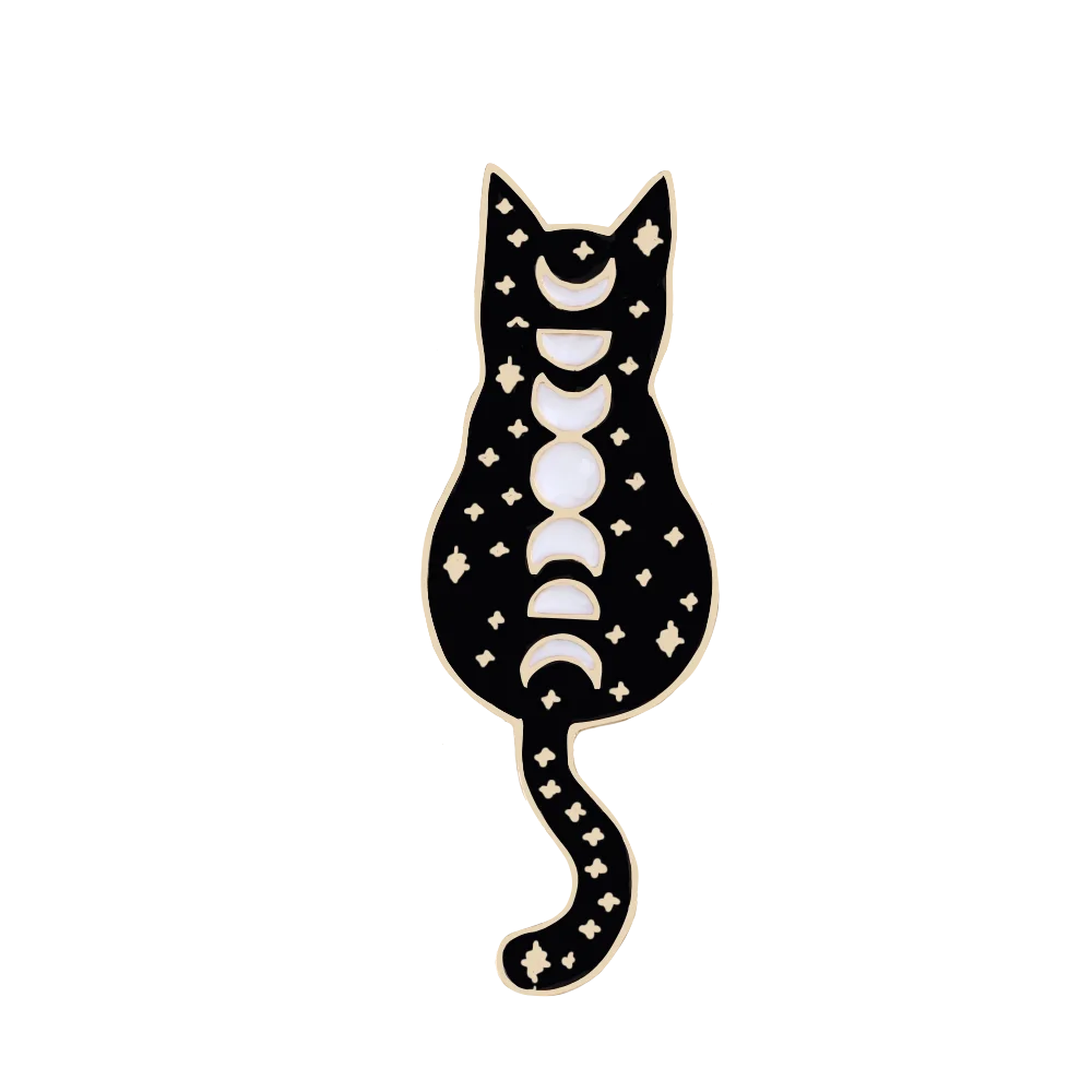 Cartoon Animal Brooches Black White Couple Cat Fish Bone Enamel Pins Clothes Collar Lapel Pin Bag Metal Badges Jewelry For Lover