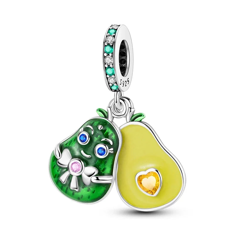 925 Sterling Silver Health Avocado Banana Tomato Charm Pendant Fit Charm Original Bracelet Made for Women Jewelry Making