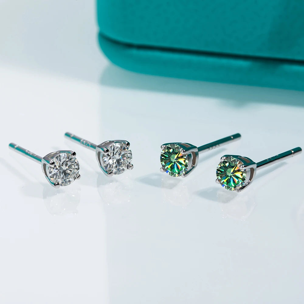 Serenity 0.5ct 1ct 2ct Four Claw Colorful Moissanite Earrings for Women 100% 925 Sterling Silver Plated 18K Stud Earring Jewelry - Madeinsea©