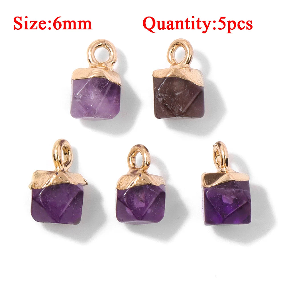 Wholesale Natural Amethyst Pendant Connector Reiki Hexagon Sun Bag Sun Stone Charm For Handmade Women Necklace Bracelet Jewelry