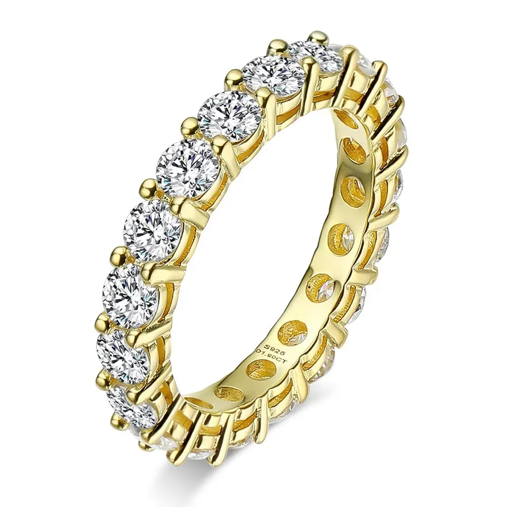 Serenity 3mm D Moissanite Row Rings For Women Men Gift Solid S925 Silver Jewelry Sparkling Lab Diamond Wedding Rings Plated 18K - Madeinsea©
