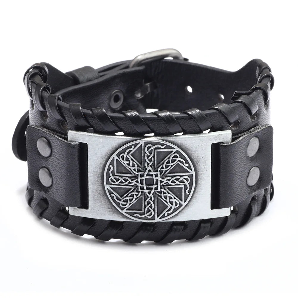 Leather Viking Compass Bracelet