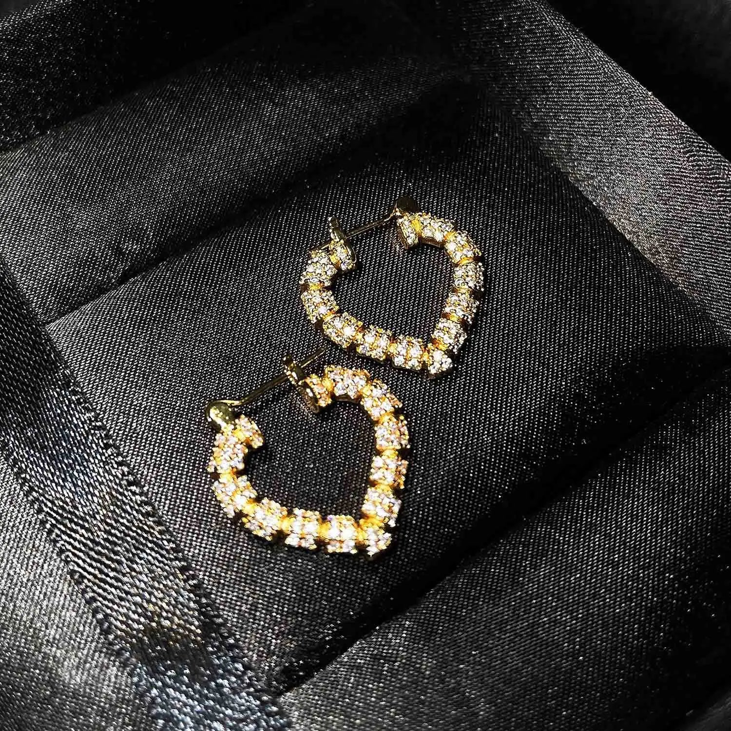 Real Gold Earrings for Women Heart Office/career Anniversary Fine Jewelry Earrings Gifts Aretes De Mujer