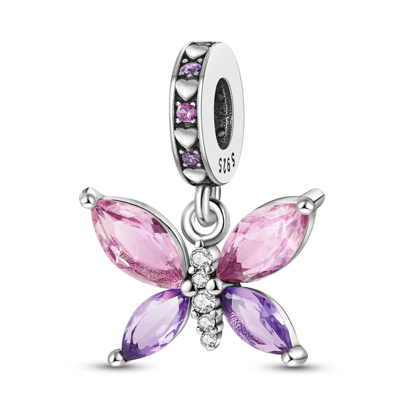 New Original Charms Beads Pendant 925 Silver Sterling Dog Cat Firefly Butterfly Dragonfly Charm For Woman Fashion Jewelry Making