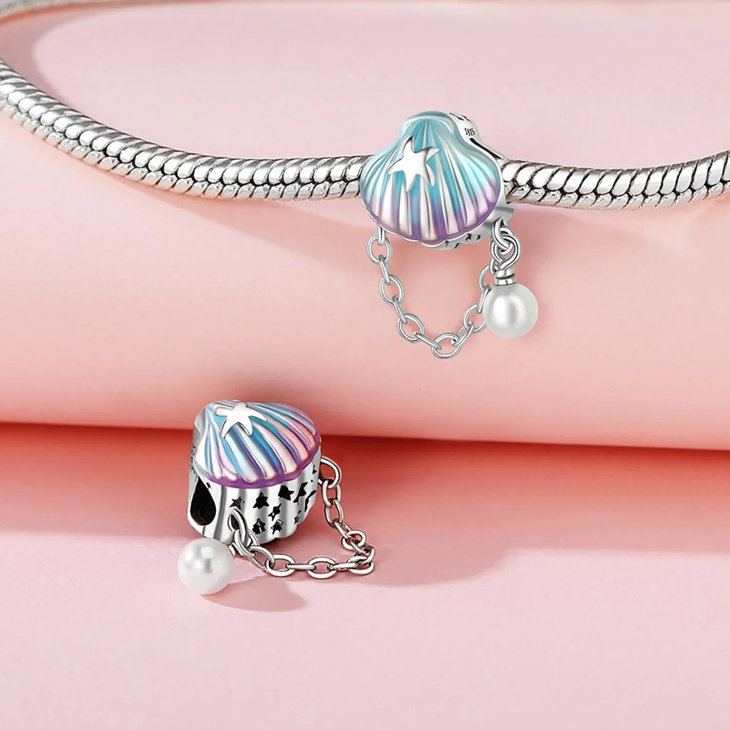 Summer 925 Sterling Silver Sea Mermaid Shell Charm Pendant Beads Fit Charms  Original Bracelet for Women Jewelry Making