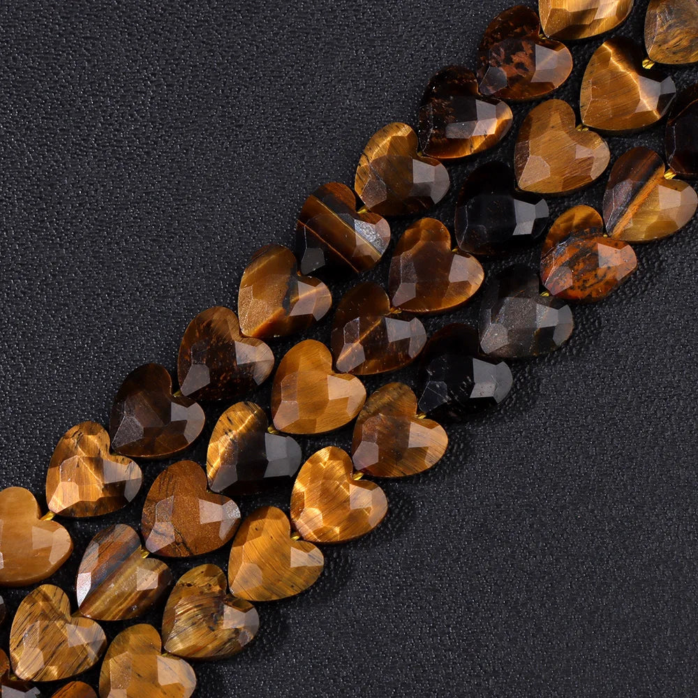 8MM Heart Love Shape Stone Bead Natural Faceted Amethyst Tiger Eye Loose Spacer Beads For DIY Bracelet Neckalce Earring Supplies