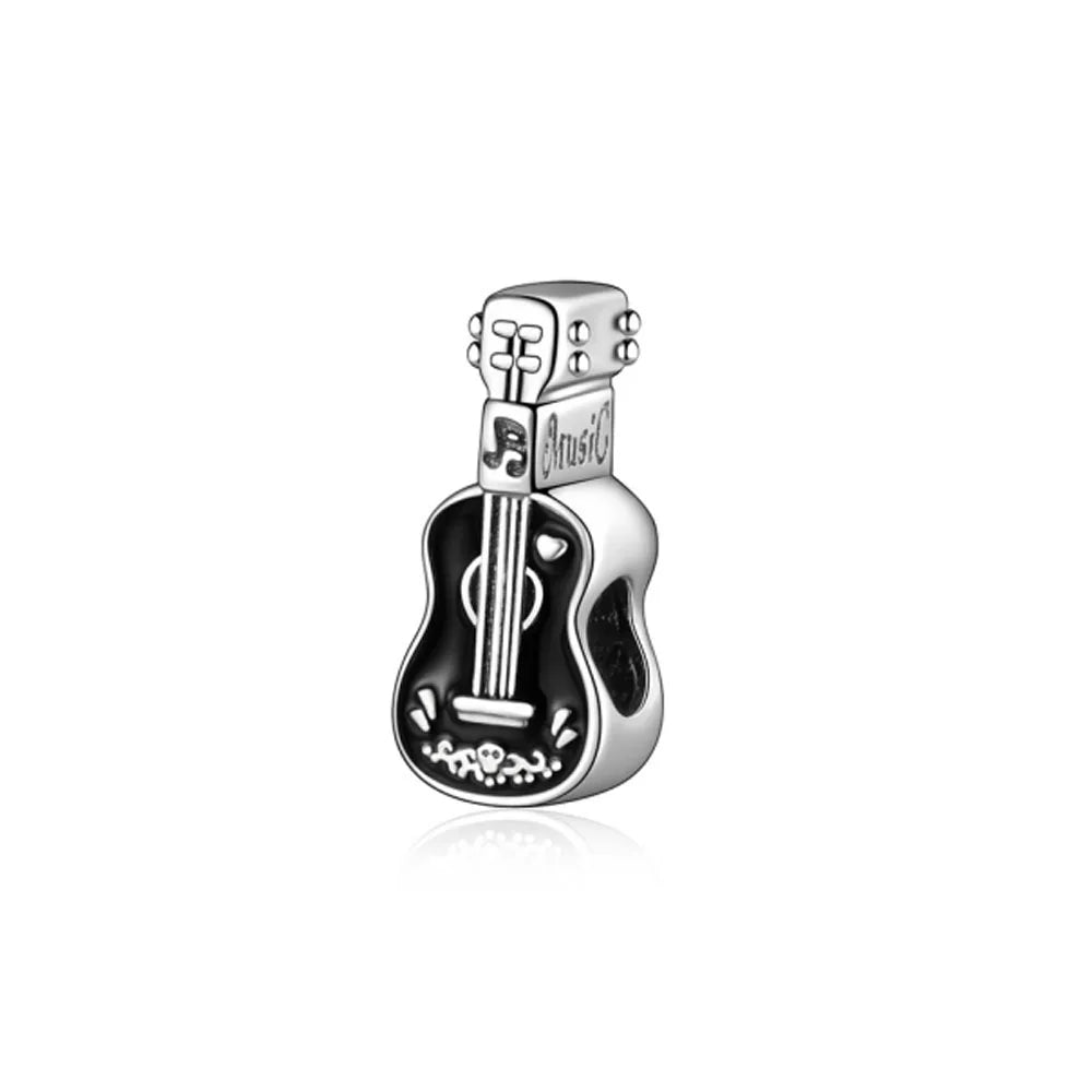 New 925 Silver Black Color Charm Cat Taiji Camera Parrot Guitar Pendant Dangle Bead Fit Original Bracelet Jewellery Gift dragon