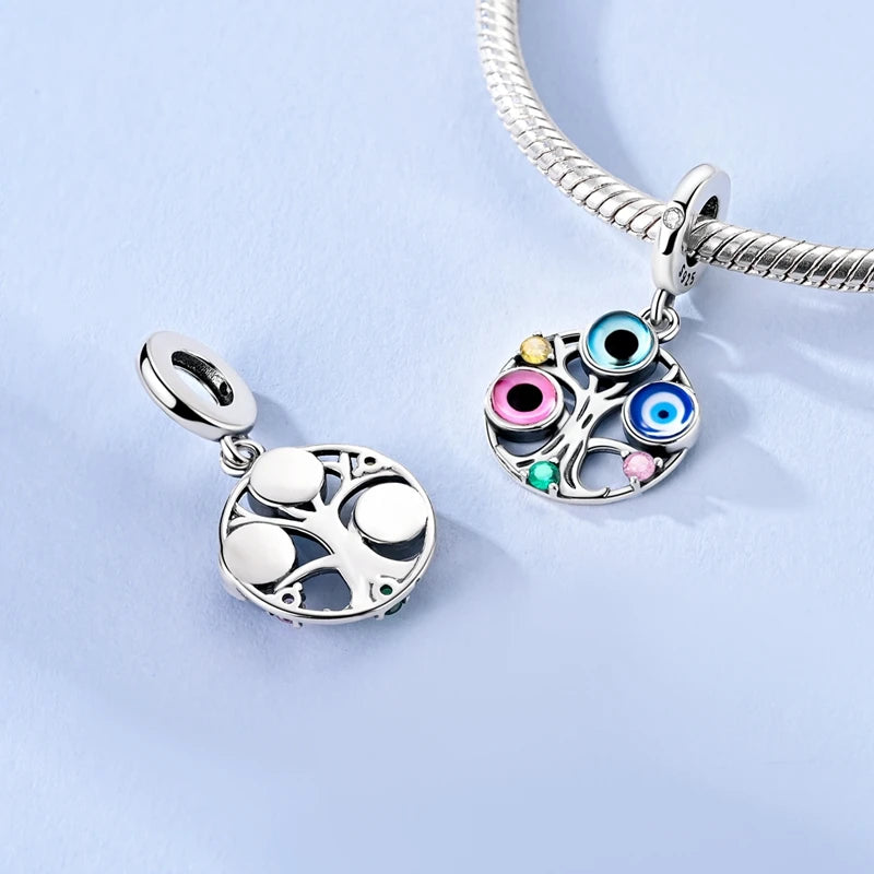 925 Sterling Silver Blue Devil Eyes Charms Airplane Globe Earth Suitcase Travel Fit Original Bracelet For Women DIY Jewelry Bead