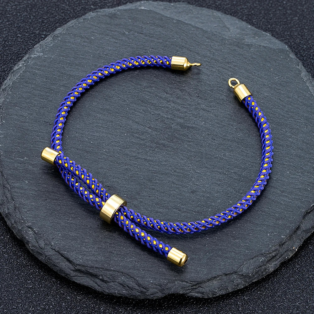 MKENDN Adjustable Rope Cord Sliding Bracelet with Slider Silk Cord Bracelet  Braided Rope Bracelet 3mm String Bracelet for Bead