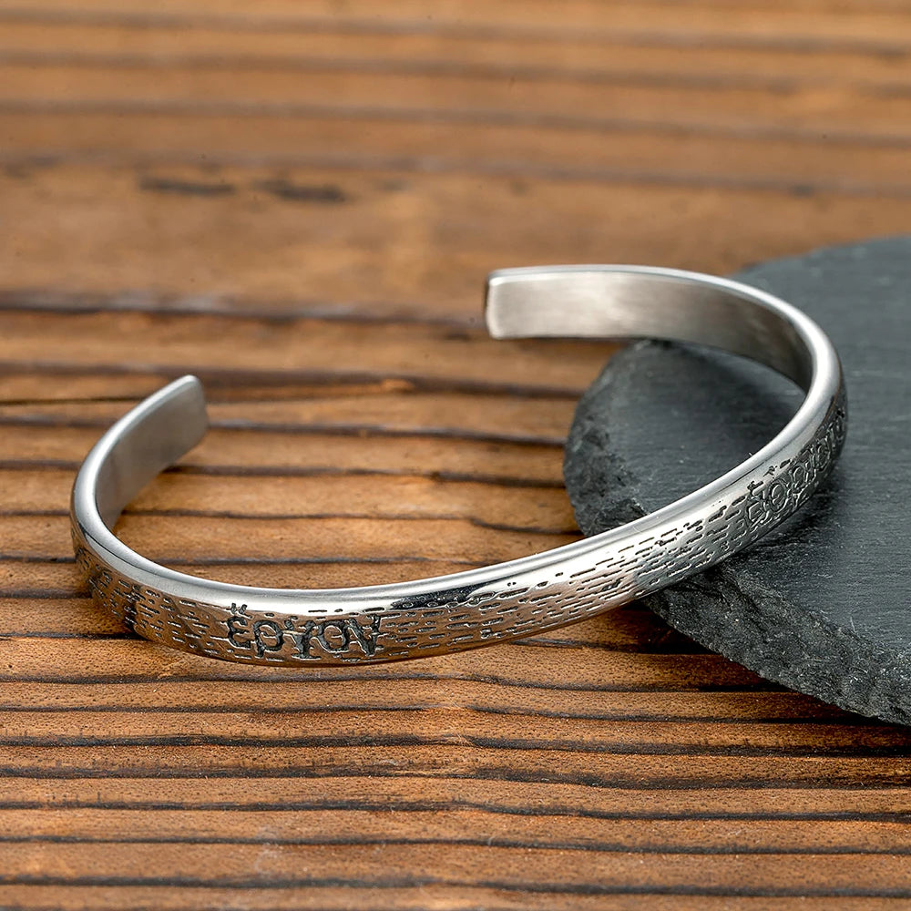 MKENDN Vintage Bark Texture Open Cuff Bracelet Cuban Cuff Bracelets Hand Wristband Fashion Jewelry Friends Gifts Viking Bangles