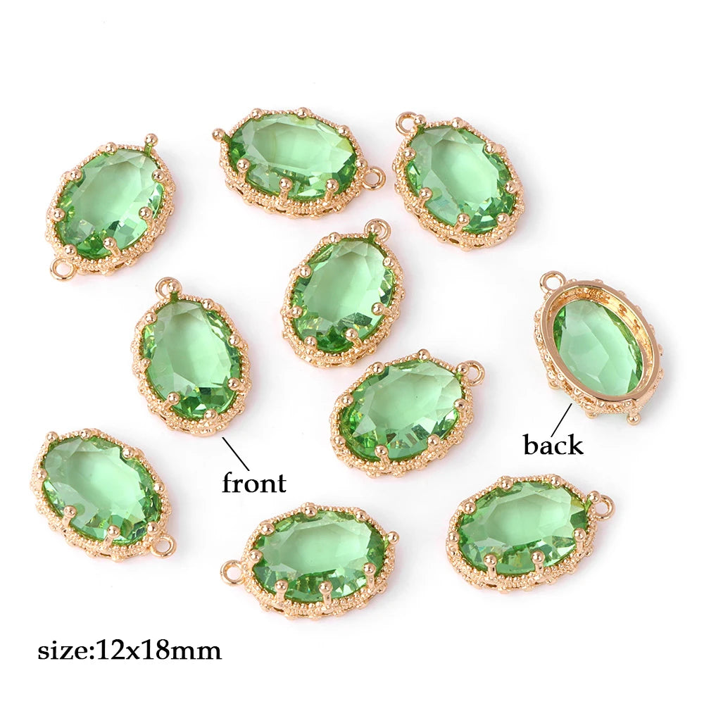 Fashoin Crystal Glass Pendant Oval Shape Rhinestone Charms For Vintage Women's Earrings Earrings Bracelet DIY Crafts Supply 5pcs