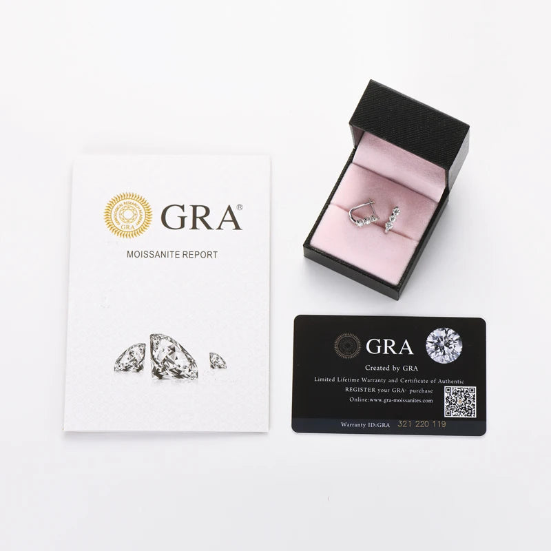 OXTAO Fashion Classic U-shaped earrings S925 Silver 3mm Moissanite Hoop Clip Earring Fine Wedding Jewelry Gift GRA Certified