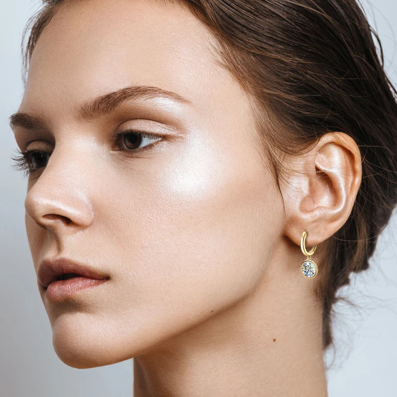 14K Gold 1-3CT Moissanite Hoop Drop Earrings 925 Sterling Silver D Color VVS1 Diamond Ladies Dating Party Fashion Jewelry Gift