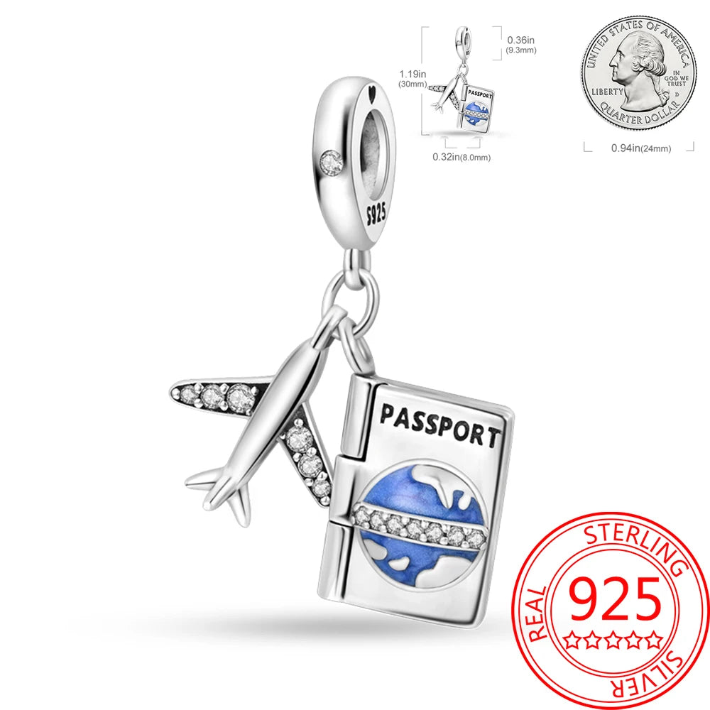 925 Sterling Silver Paris Tower Aircraft Travel Charm Pendant Beads Fit Charm Original Bracelet for Women Jewelry Making