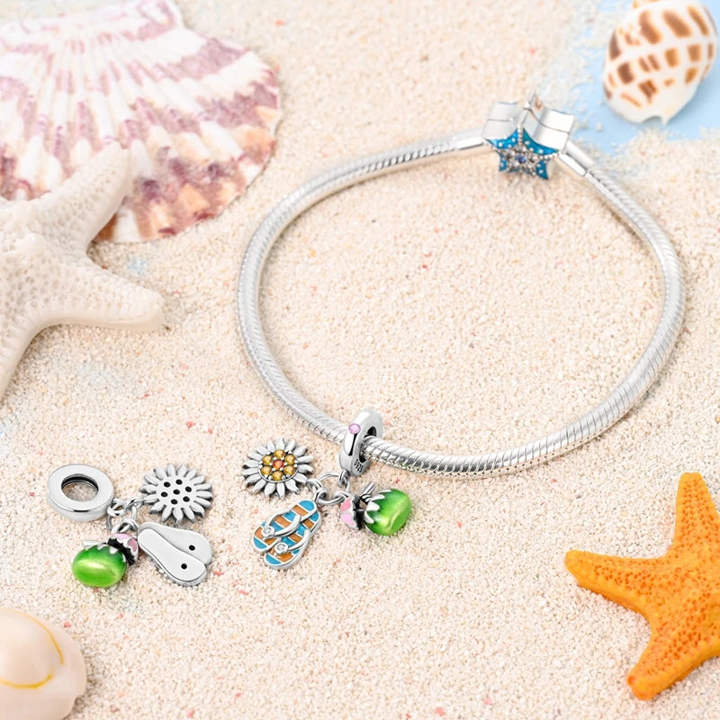 Summer Charms 925 Silver Luminous Lantern Fish Whale Ocean Beach Beads Fit 3mm 925 Original Bracelet DIY Cool Jewelry Making