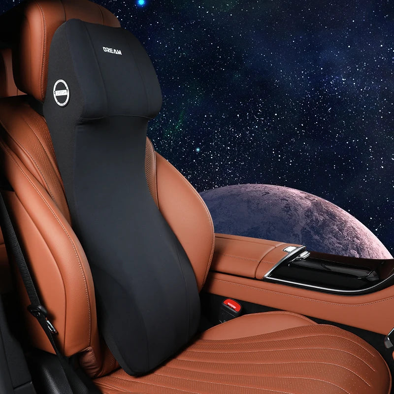 Car Leather Headrest Lumbar Support Memory Foam Car Rest Neck Pillow Back Cushion Seat Waist Supports Car Interior Accessories - Madeinsea©