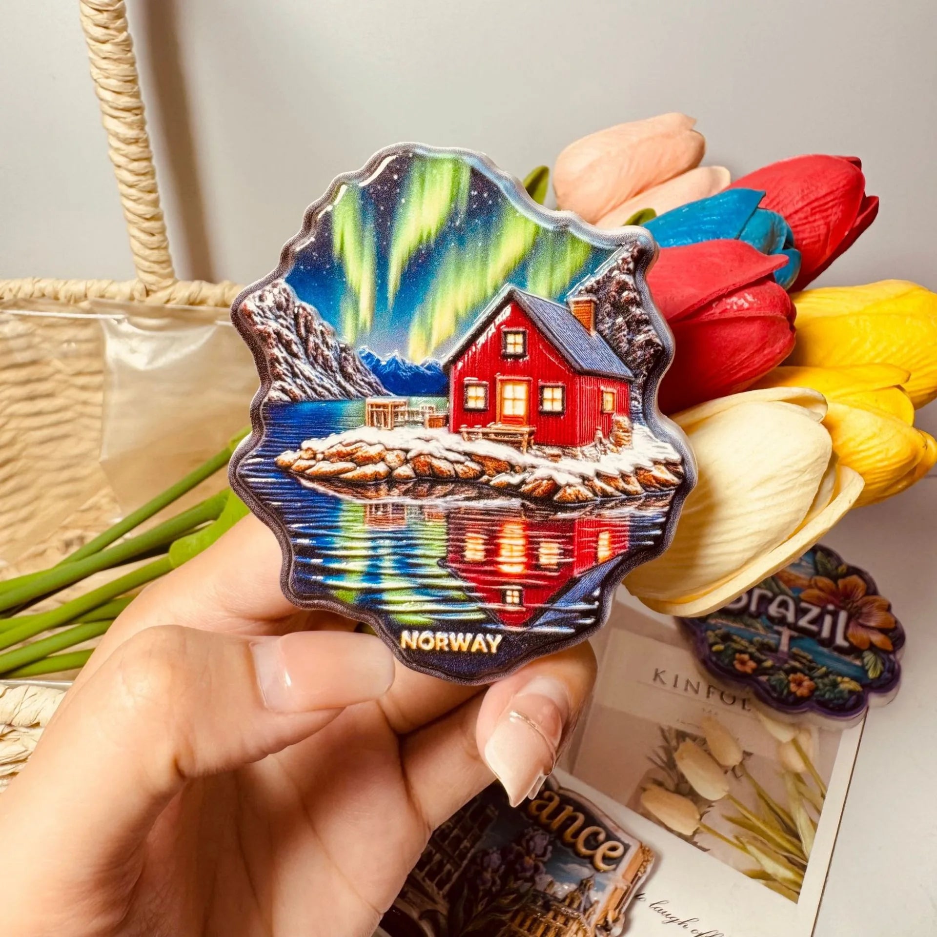 Norway Lofoten Fisherman Cabin 3D Resin Fridge Magnet, Travel Souvenir, Home Kitchen Decor, Collection Magnet Gift