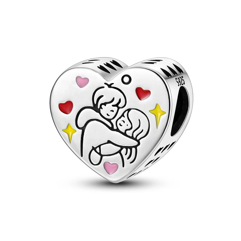 New 925 Sterling Silver Charm Love Heart Warm Family Series Beads Fit Original Charms Bracelets Pendant DIY Jewelry Gift - Madeinsea©