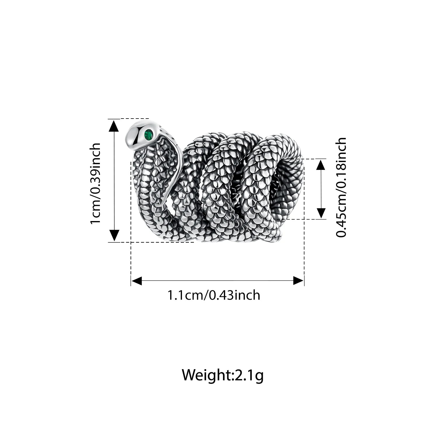 Bamoer 925 Sterling Silver Mystery Medusa Charm Transparent Glass Serpent Pendant  for Women Bracelet Accessories DIY Punk Gift