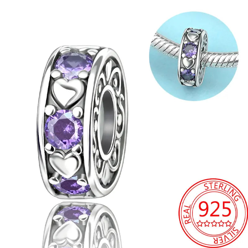 925 Sterling Silver Sparkling Pink Heart Charm Pendant Beads Fit Original Bracelet for Women Valentine Day Jewelry Gifts