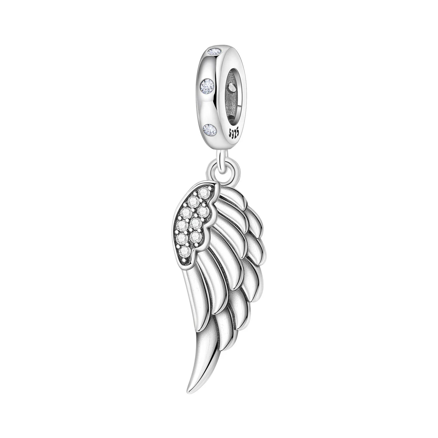 PANPOKI 925 Sterling Silver Sparkling Wings Lucky Symbol Pendants Bracelet Charms Fit Women Jewelry Party Beads DIY Trendy Gift