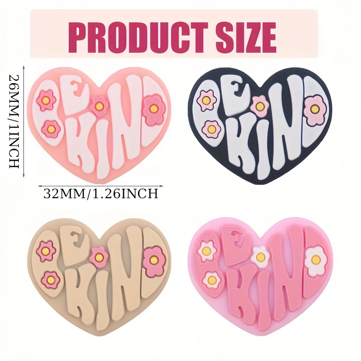 Lot de 5/8/12/16 perles en caoutchouc colorées en silicone avec motif de fleurs d'amour (Be King) pour la fabrication de bijoux et de loisirs créatifs