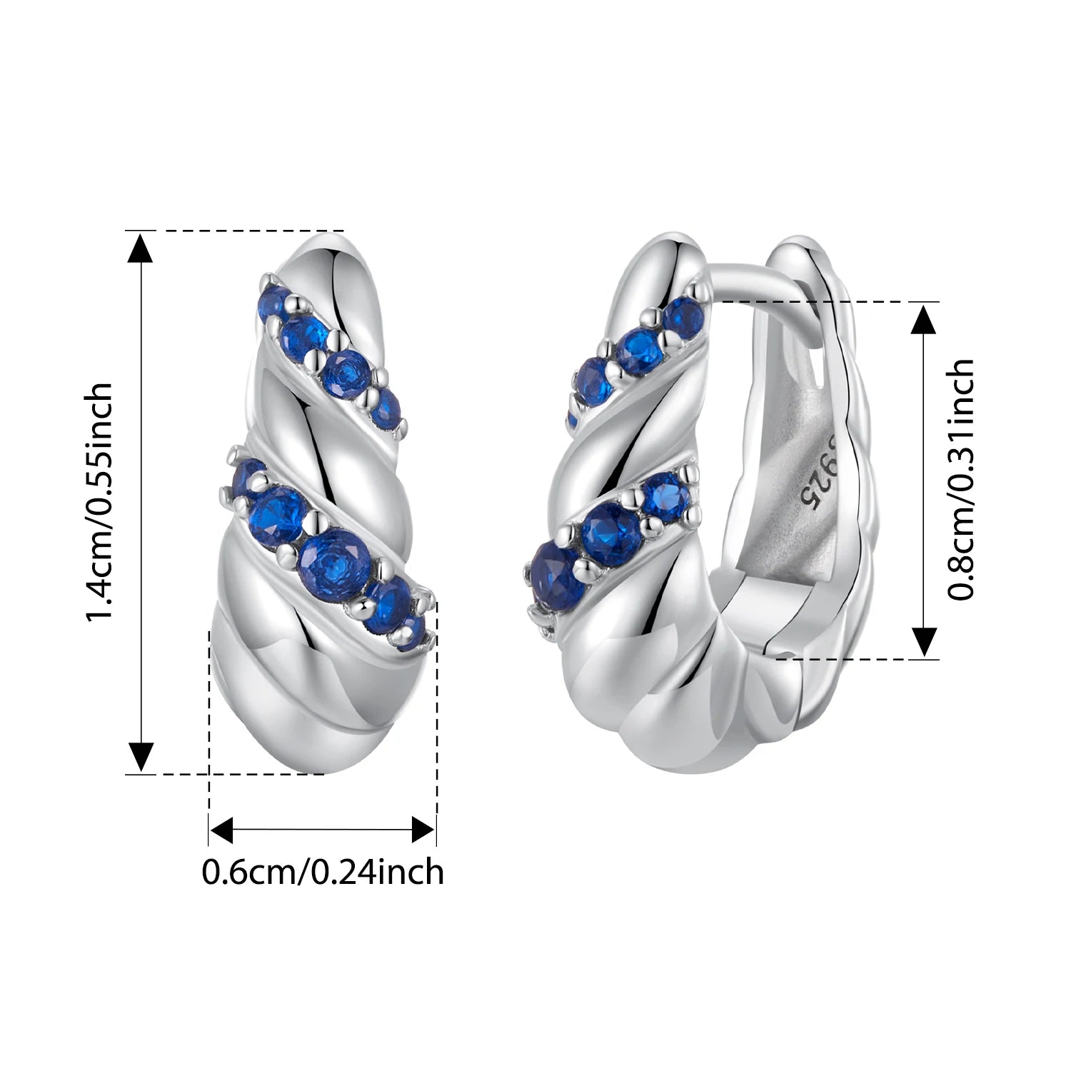 Boucles d'oreilles créoles torsadées en argent sterling 925 BISAER - Boucles d'oreilles à tige en métal hypoallergéniques classiques pour femmes - Bijoux fins de fête