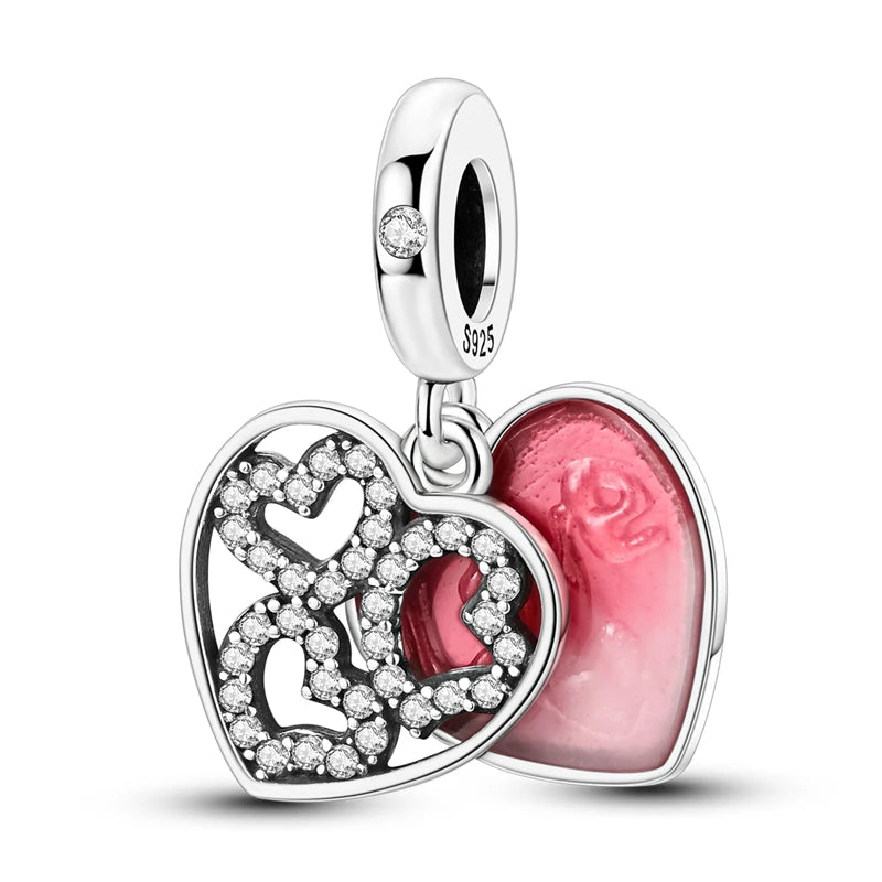 New 925 Sterling Silver Charms Bead Red Cherry Strawberry Love Heart Charm Fit Original Bracelet Pendant DIY Jewelry For Women - Madeinsea©