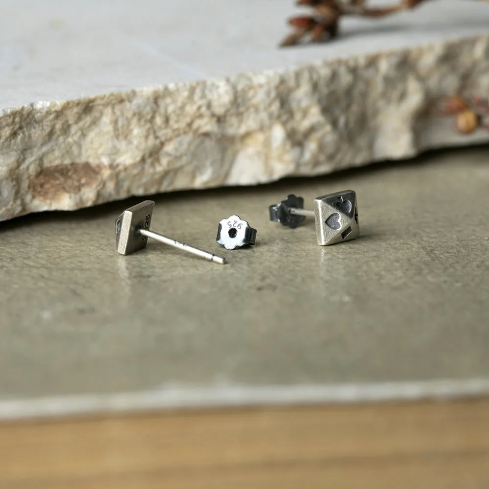 MKENDN 100% 925 Sterling Silver Pyramid Rivet Poker Stud Earrings Personality Minimalist Ear Jewelry Street Punk Gothic Style