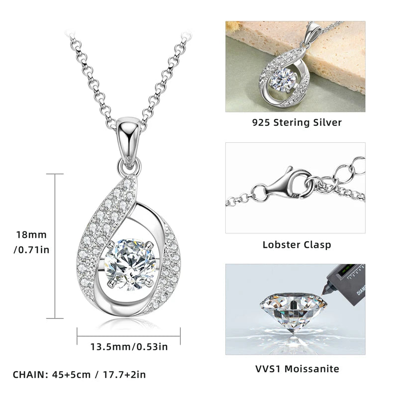 OXTAO D VVS1 Moissanite Pandent Necklace GRA Certified 6.5ct Lab Diamond S925 Sterling Silver Water Drop Pendant Dainty Jewelry