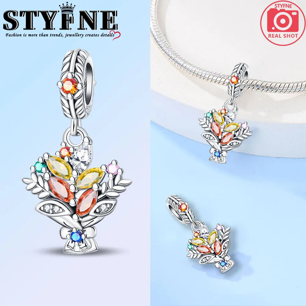 New Harvest Season Pumpkin Bunny Guitar Beads Fit Original Bracelet 925 Silver Women's Necklace DIY Charm Exquisite Jewelry Gift