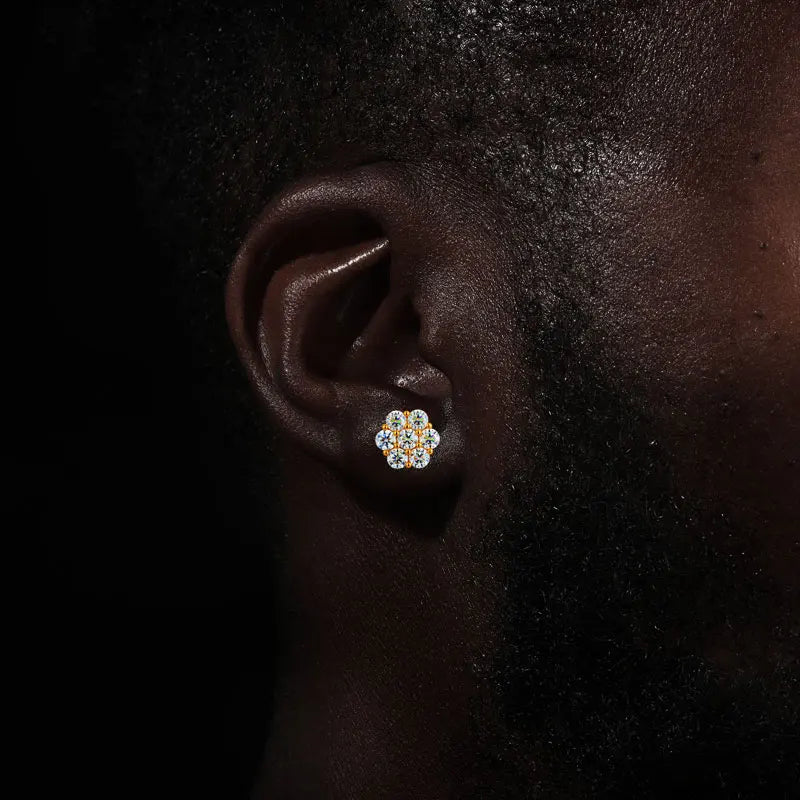 Boucles d'oreilles unisexes de luxe TUHE, rondes et serties de moissanite VVS1, en argent 925. Boucles d'oreilles tendance, cadeau de fiançailles.