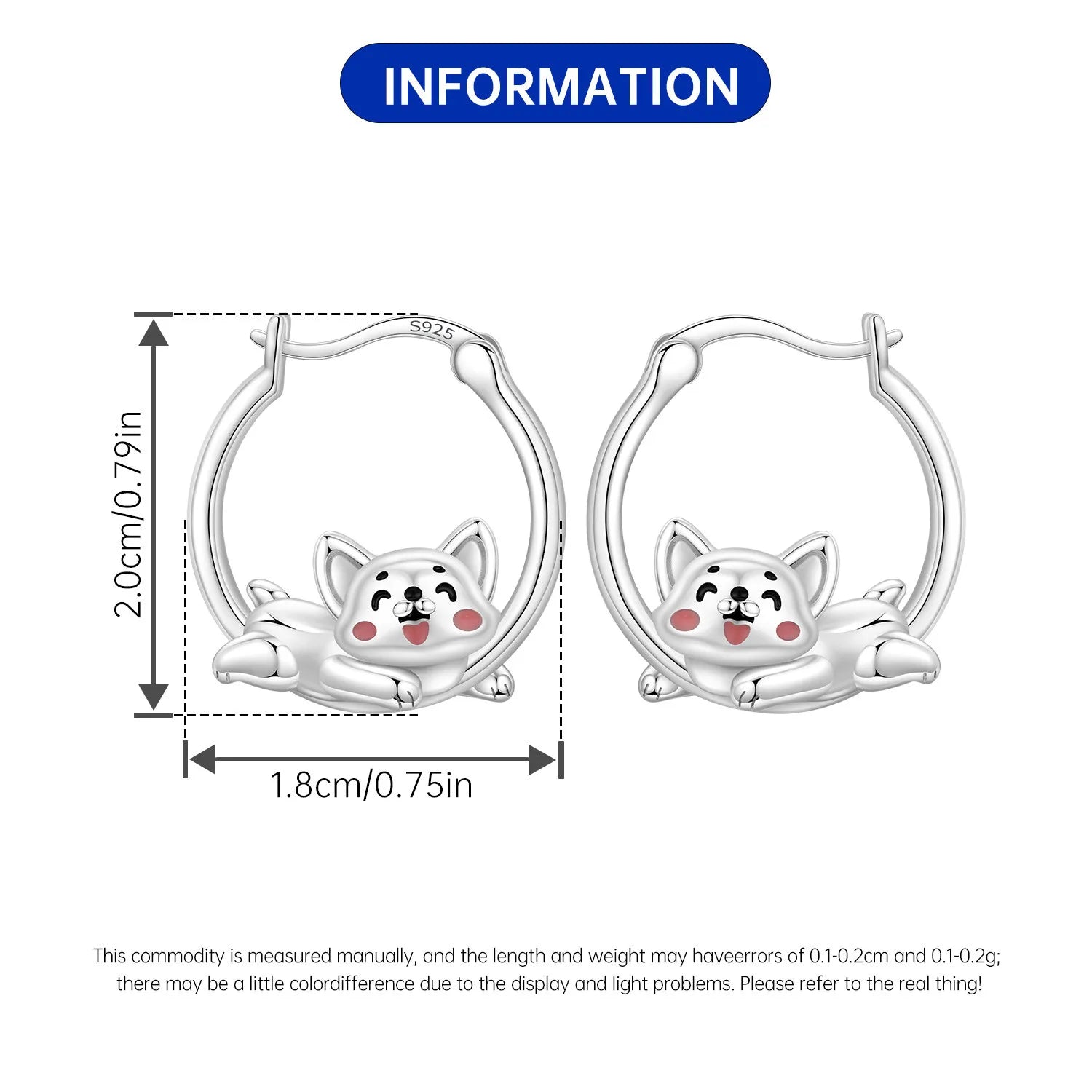 PANPOKI S925 Sterling Silver Cute Dog Animal Pet Earrings Versatile Hoop Earrings For Women Jewelry Original Party Gifts
