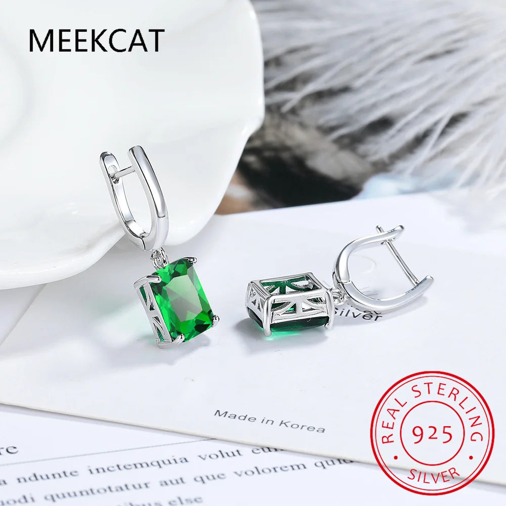 Total 1.73ct Cushion Natural Sky Blue Topaz Dangle Drop Earrings 925 Sterling Silver for Women Gemstone Fine Daily Jewelry
