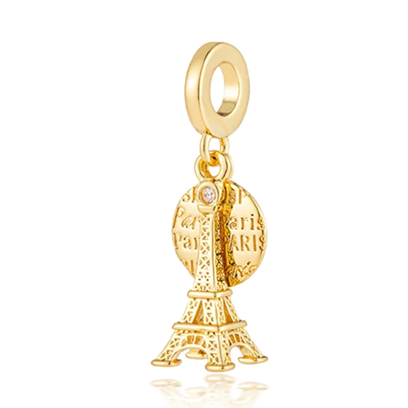 Fine Paris Eiffel Tower Statue of Liberty Dangle Charms Beads Fit Original 925 Sterling Silver Bracelet DIY Fashion Jewelry Gift