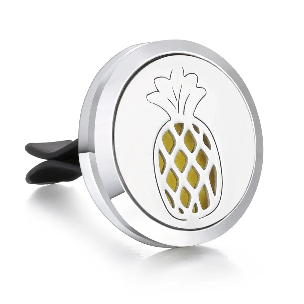 New Aromatherapy Car Perfume Diffuser Stainless Steel 30mm Magnetic Aroma Diffuser Locket Car Air Freshener Vent Clip + 1pcs Pad