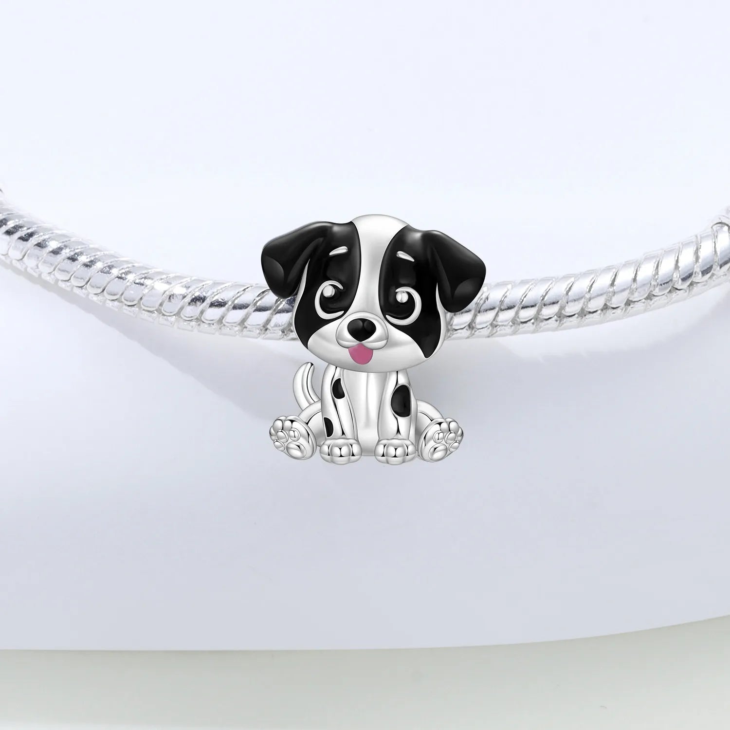 PANPOKI 925 Sterling Silver Cute Dog Animal Pet Beads Original Pendants Bracelet Charm Jewelry Party DIY Trendy Gifts