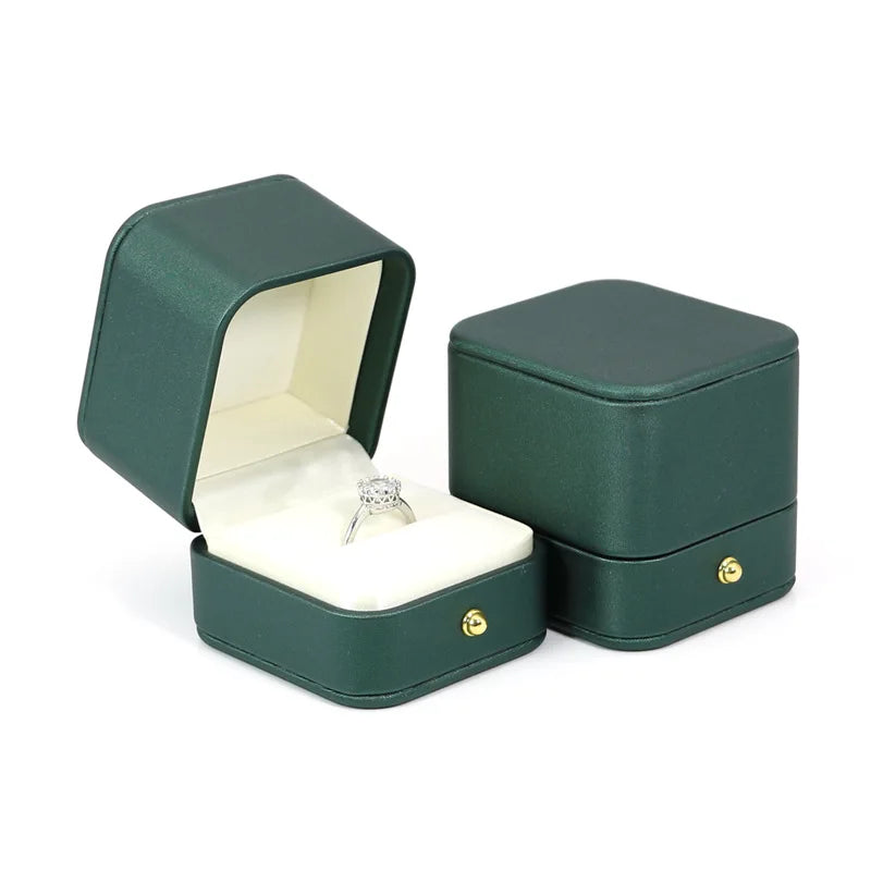 Vintage Double Slots Ring Jewelry Box For Wedding Proposal Engagement Ring Box Gift Organizer Storage PU Leather Packaging Case - Madeinsea©