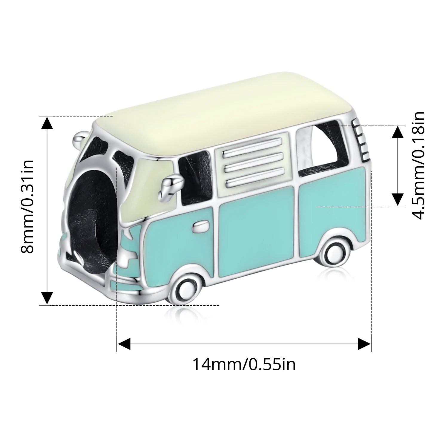 WOSTU 925 Sterling Silver Cartoon Bus Charm Beetle Car Bead Pink Bicycle Pendant Fit Bracelet Necklace Girl Birthday DIY Jewelry