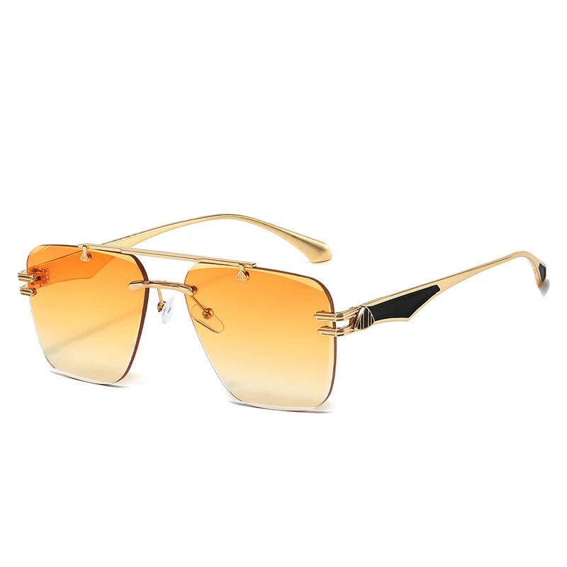 2025 INS Popular Rimless Pilot Sunglasses Men Women Square Shades Retro Brand Female Sun Glasses Vintage Fashion Oculos De Sol