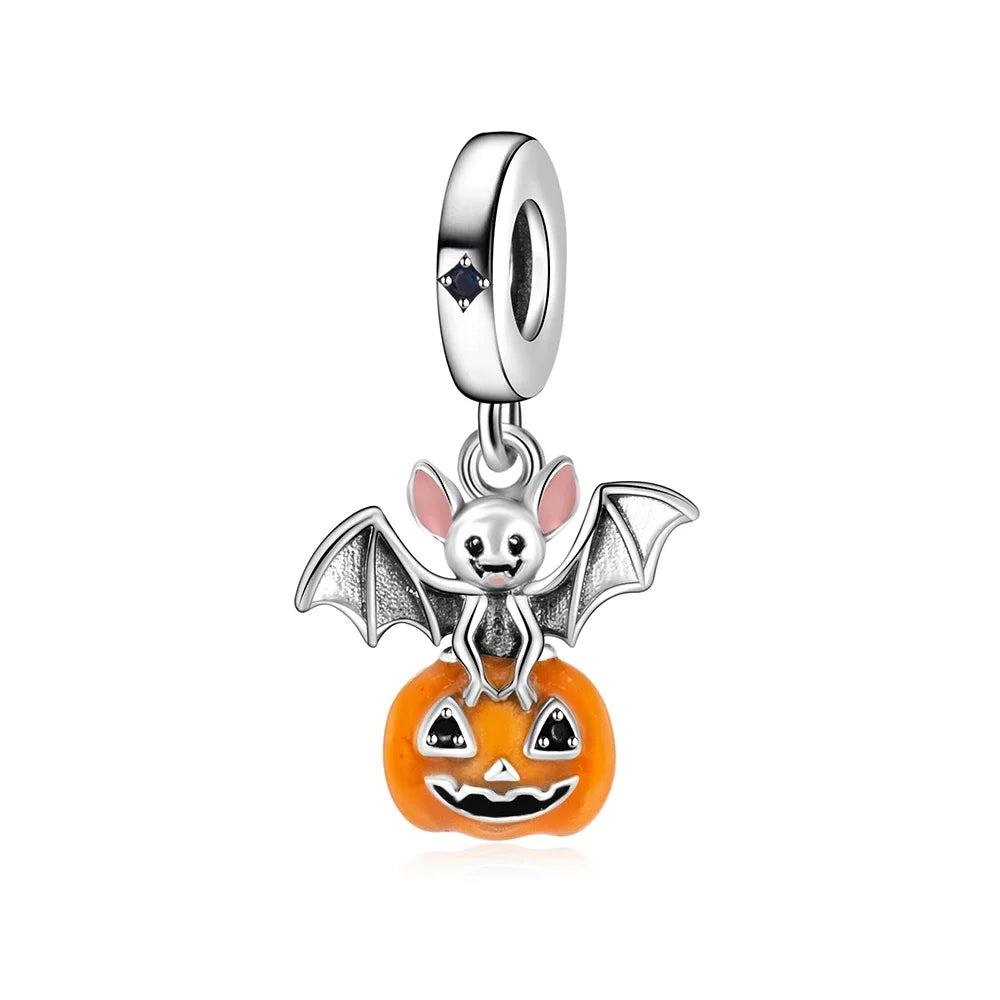 Night Glow Pumpkin,Skull,Vampire,Witch,Ghost Halloween Series Charm fit Pan Original Bracelet Holiday Jewelry DIY Fun Beads