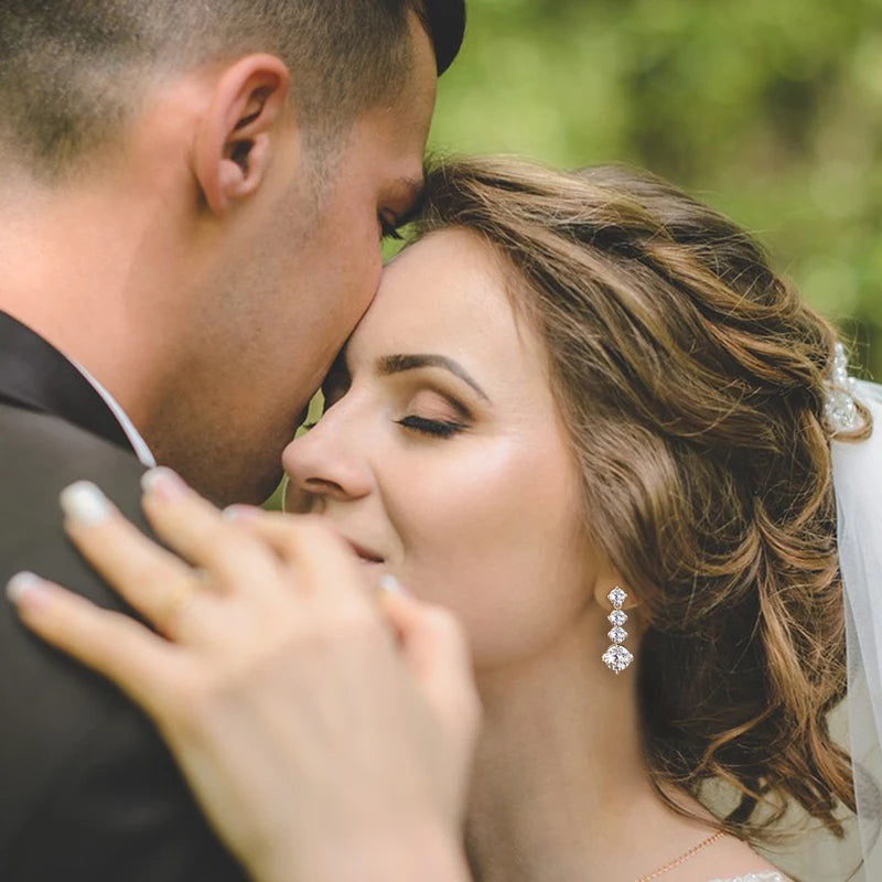 OXTAO Full Moissanite Drop Earrings Ladies S925 Sterling Silver Ear Stud Wedding Party Luxury Earring Jewelry Gift Wholesale