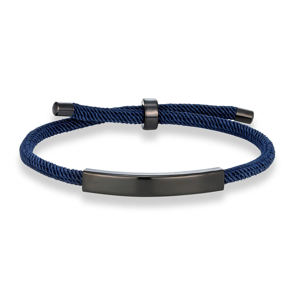 MKENDN Punk Custom Name Engrave Logo Id Bracelets Trendy Stainless Steal Rope Thread Bracelet Men Women Friendship Jewelry Gifts - Madeinsea©